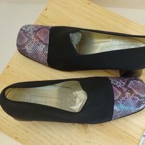 C&A European-made leather and cloth low heels